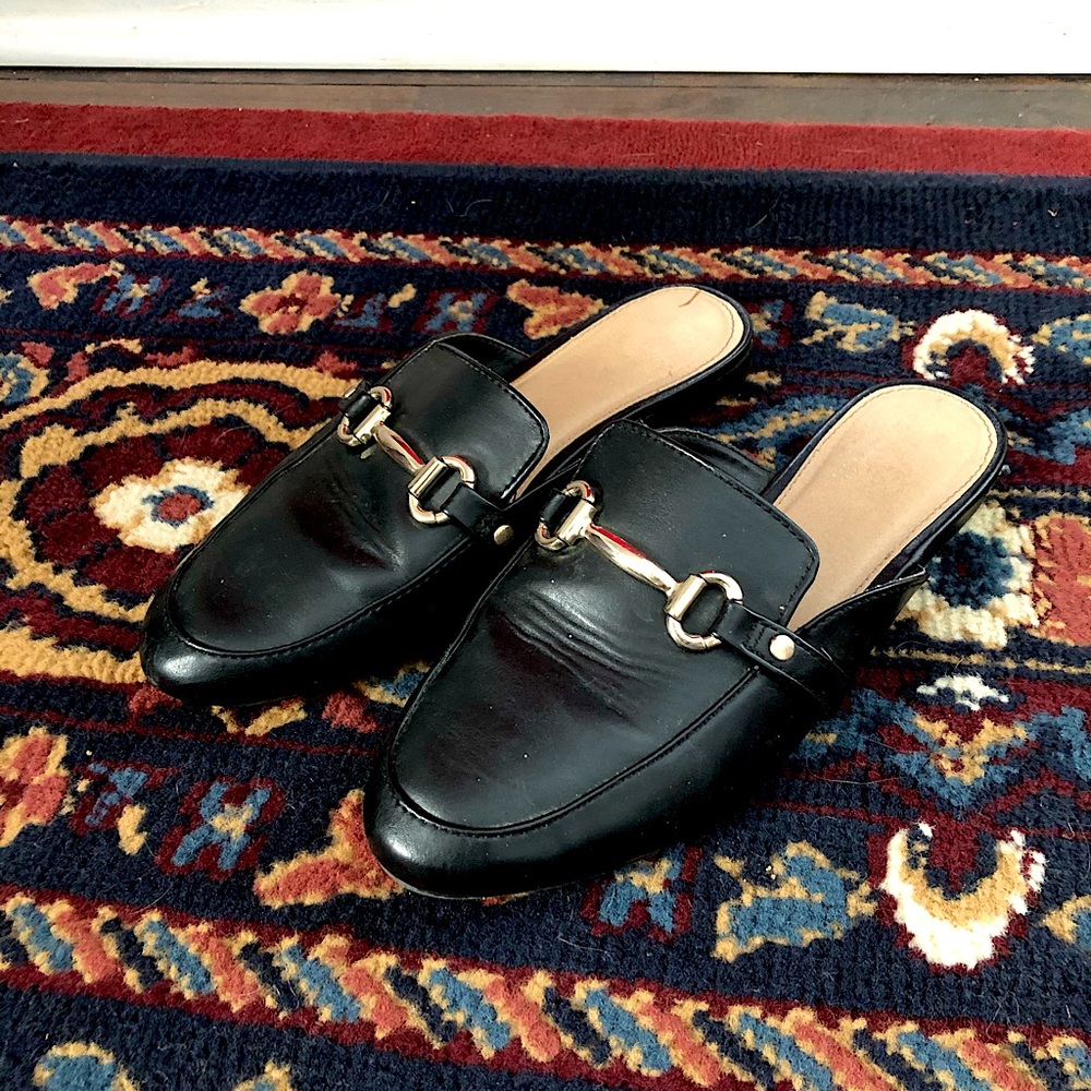 Faux Leather Mule Slides